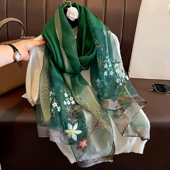 Elegant Embroidered Scarf - Picture 1 of 1